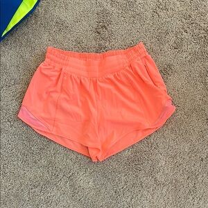 Lululemon Athletica Bright Coral Athletic Shorts (8 Tall)